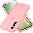 Case for Samsung Galaxy A56 5G, Silicone Heart, pink + 9H tempered glass