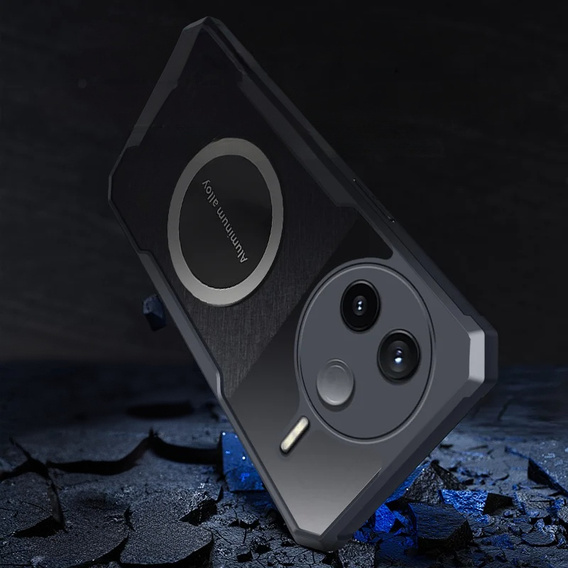 Case for Xiaomi Redmi Note 14 Pro/Pro+ 5G, with magnetic sheet, transparent / black