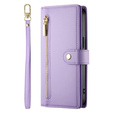 Flip case for Samsung Galaxy S25, Wallet Zipper Pocket, purple