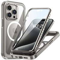 Case for iPhone 15 Pro, Armor Full Protect 360° to MagSafe, screen glass, grey