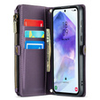 Case CASEME for Samsung Galaxy A55 5G, RFID Leather Wallet, with shoulder strap, purple