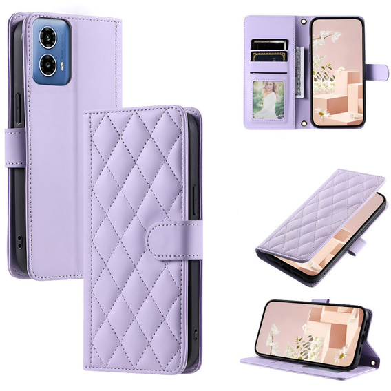 Flip case for Motorola Moto G24 / G24 Power / G04, Rhombus Crossbody Leather, purple