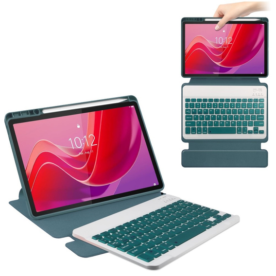 Keyboard case for Lenovo Tab M11 10.95" / Idea Tab 11" / Tab K11 11" (2 gen.), Rotary 360° Leather, dark green