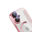 Flip case for iPhone 16, RFID Wallet MagSafe CamShield, pink