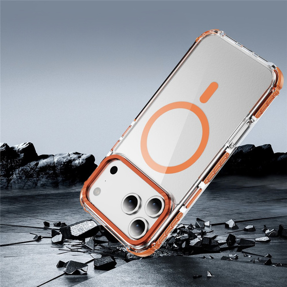 Armoured case for MagSafe clear with orange sides for iPhone 17 Pro Max