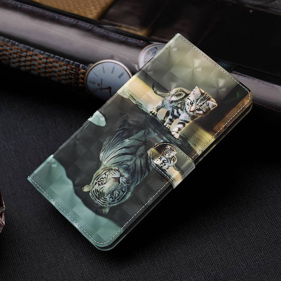 Flip case for Oppo A17, Wallet, Cat & Tiger