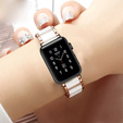 Bracelet Stainless for Apple Watch 1/2/3/4/5/6/7/8/SE (38/40/41 MM) - Rose Gold/White