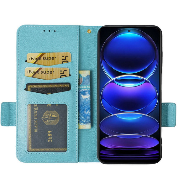 Flip case for Xiaomi Redmi Note 12 5G / POCO X5 5G, Wallet Litchi Magnet, blue