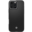 Spigen Case for iPhone 16 Pro, Enzo Aramid MagSafe, carbon black / silver + 9H Tempered Glass