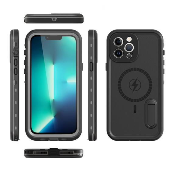 Waterproof case for iPhone 13 Pro Max, Redpepper, for MagSafe, black