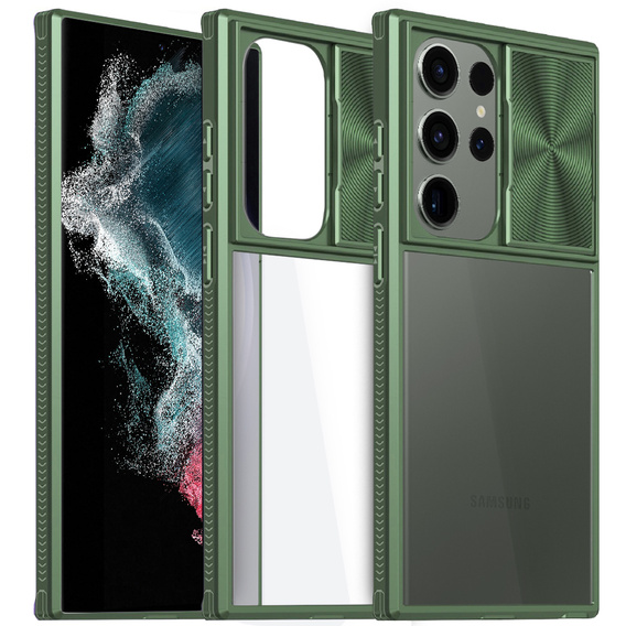 Case for Samsung Galaxy S22 Ultra, Slide Camera, green