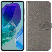 Flip case for Samsung Galaxy M55 5G, Mandala, grey