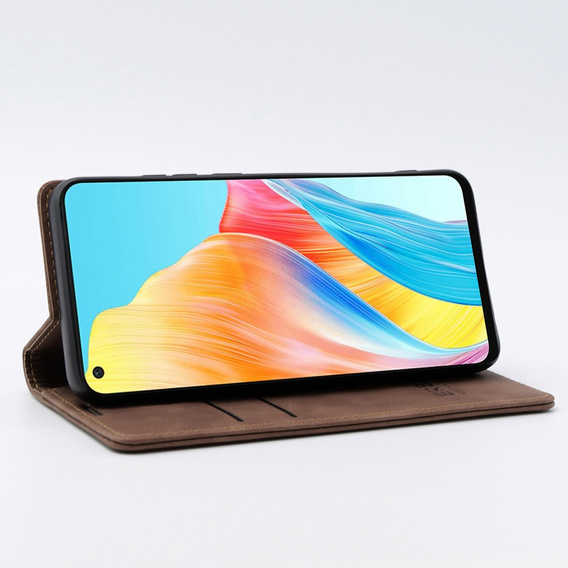 Case for Oppo A78 4G, ERBORD Vintage, wallet with flap, coffee