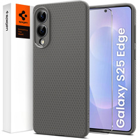 Spigen case for Samsung Galaxy S25, Liquid Air, black + 9H Tempered Glass