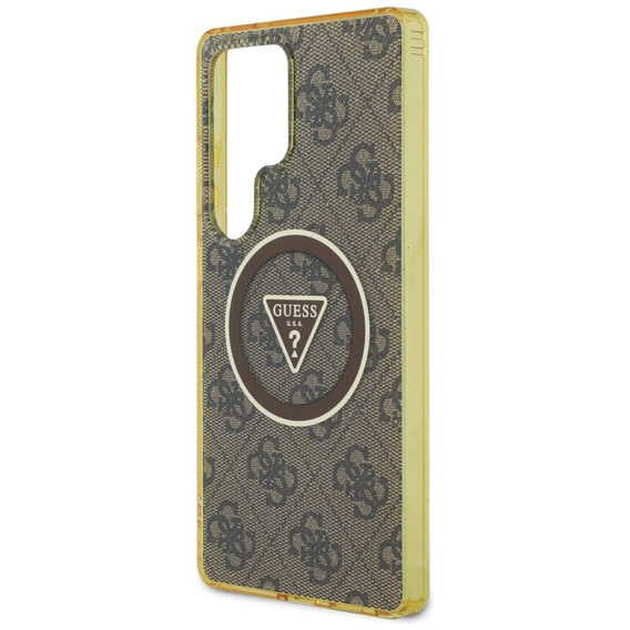 GUESS Magnetic IML Metal Glitter 4G Circle Triangle case for Samsung Galaxy S25 Ultra