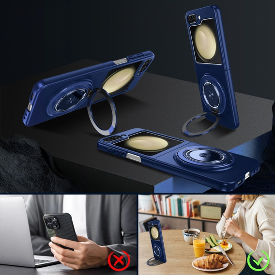 GKK case for Galaxy Z Flip 5 5G, Corners Dropproof MagSafe, clear / purple