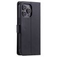 Flip case for iPhone 16 Pro, Rhombus Crossbody Leather, black