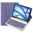Case + keyboard Apple iPad Air 11" 6 gen. 2024, Leather Pen Slot, purple