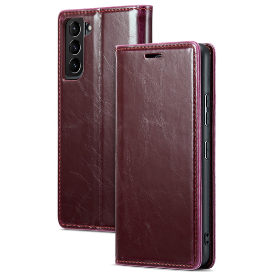 Flip case for Samsung Galaxy S23, ERBORD Waxy Wallet, red