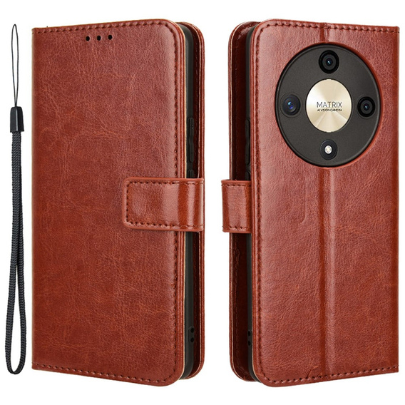 Flip case for Honor Magic 6 Lite 5G, Crazy Horse Wallet, brown