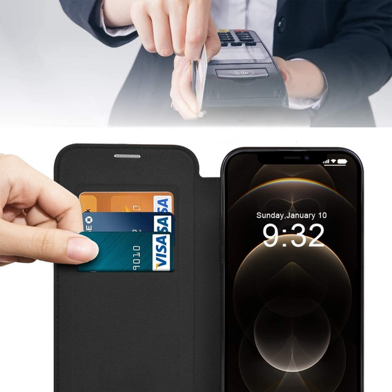 Flip case for iPhone 12 Pro, RFID Wallet MagSafe CamShield, black
