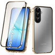 Case for Samsung Galaxy A17 5G, Magnetic Dual Glass, transparent with gold sides