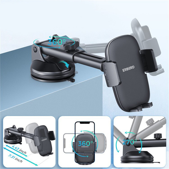 ERBORD JY04 car mount for phone to windshield/intake/grille/cockpit