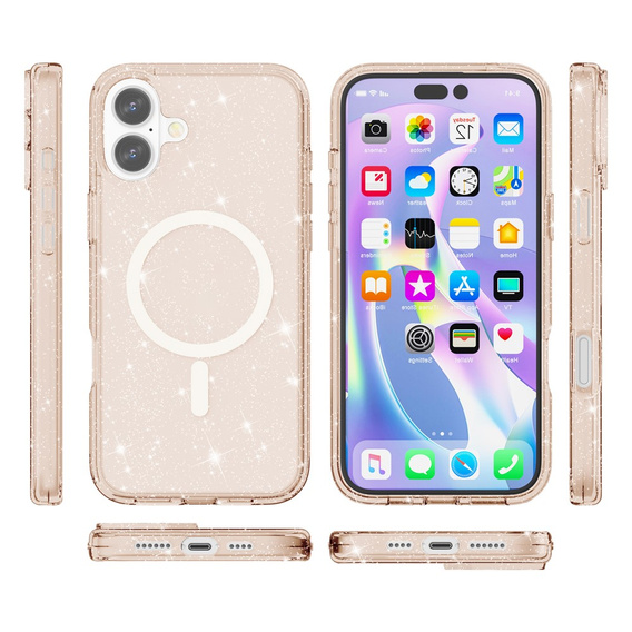 Case for iPhone 17, for MagSafe, glitter, translucent gold