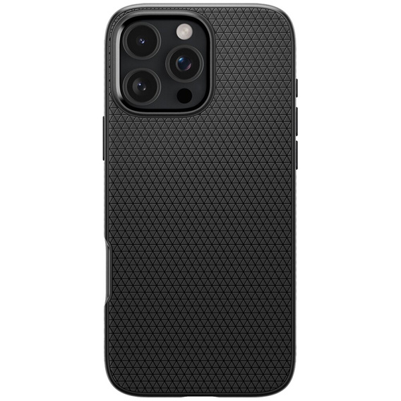 Spigen case for iPhone 16 Pro, Liquid Air, black + 9H Tempered Glass