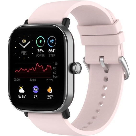 Silicone strap 20mm, Light Pink/Silver Buckle