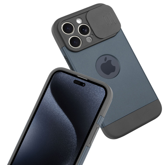 Case for iPhone 15 Pro Max, ERBORD MagProtect Slide Camera, titanium blue
