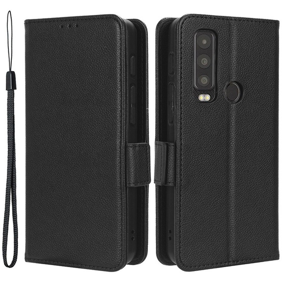 Flip case for Cat S75 5G, Wallet Litchi Magnet, black
