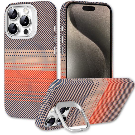 Case for iPhone 15 Pro, Frame Kickstand, for MagSafe, Sunset Grey