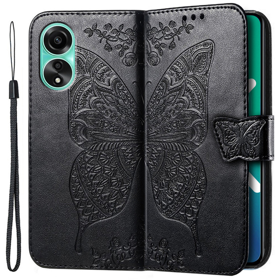 Flip case for Oppo A78 4G, Butterfly, black
