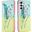 Flip case for Samsung Galaxy S23 FE, Wallet, Feather blue / yellow
