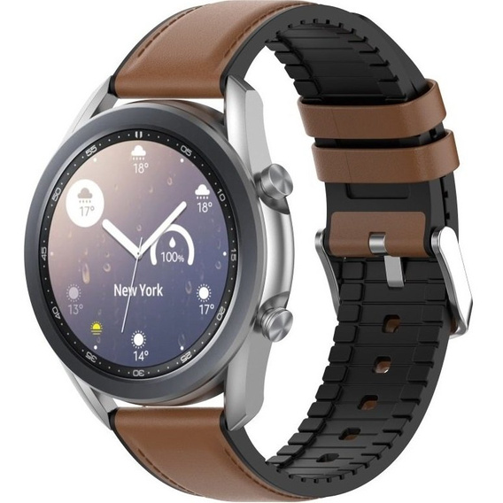 22mm Genuine Leather Coated Silicone Watch Band - Brown