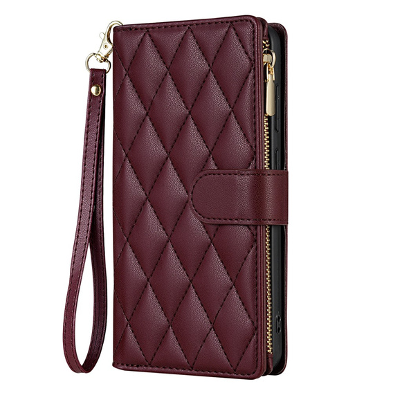 Flip case for Samsung Galaxy A56 5G, Rhombus Crossbody Leather, maroon