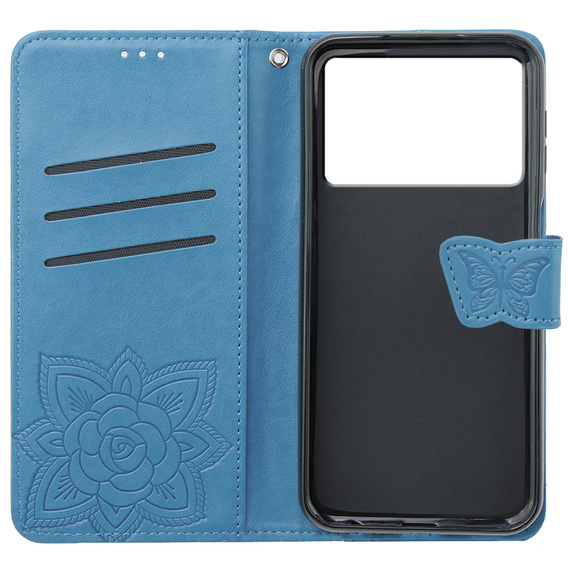 Flip case for Xiaomi Poco X6 Pro 5G, Butterfly, purple