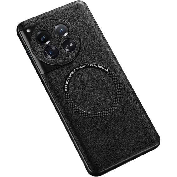 Case for OnePlus 12 5G, Leather Hybrid MagSafe, black