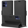 Case for Oppo Reno 13, ERBORD Glossy Litchi, wallet with flap, black