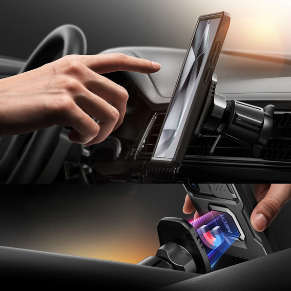 Case for Samsung Galaxy S24, Tongate MECH ring holder stand, black