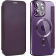 Flip case for iPhone 14 Pro Max, RFID Wallet MagSafe CamShield, purple