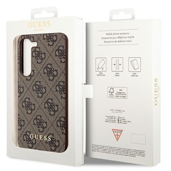 GUESS Case for Samsung Galaxy A55, 4G Charms Collection Hardcase, brown