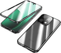 Case for Oppo Reno 14, Magnetic Dual Glass, transparent with black sides
