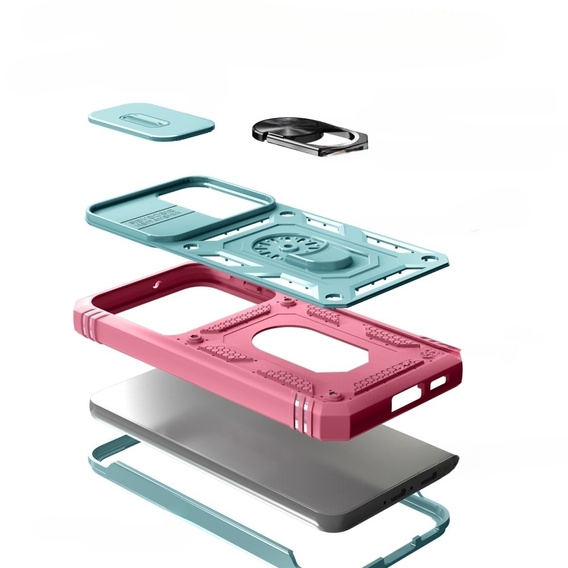 Case for Samsung Galaxy S23, CamShield Slide, green / pink