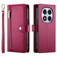 Flip case for Xiaomi Redmi Note 14 Pro 5G / Poco X7 5G, Wallet Zipper Pocket, red