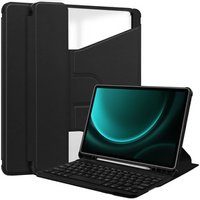 Keyboard case for Samsung Galaxy Tab S9 FE+ Plus, Rotary 360° Leather, black