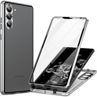Case for Samsung Galaxy S23 Plus, Magnetic Dual Glass, silver