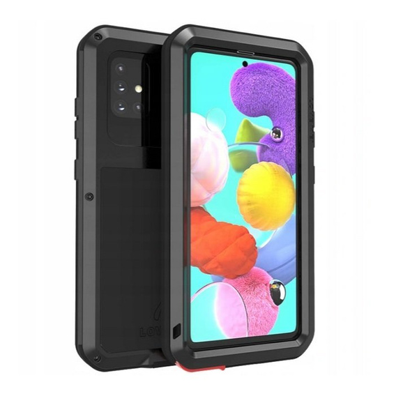 Love Mei Case for Samsung Galaxy A51, armored with glass, black