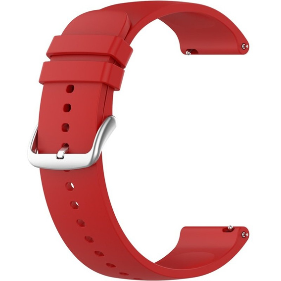 Silicone strap 20mm, Red/Silver Buckle